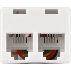 Q-Link telefoon split module RJ11 4 polig 1 female/2female wit