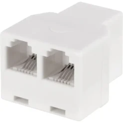 Q-Link telefoon split module RJ11 4 polig 1 female/2female wit