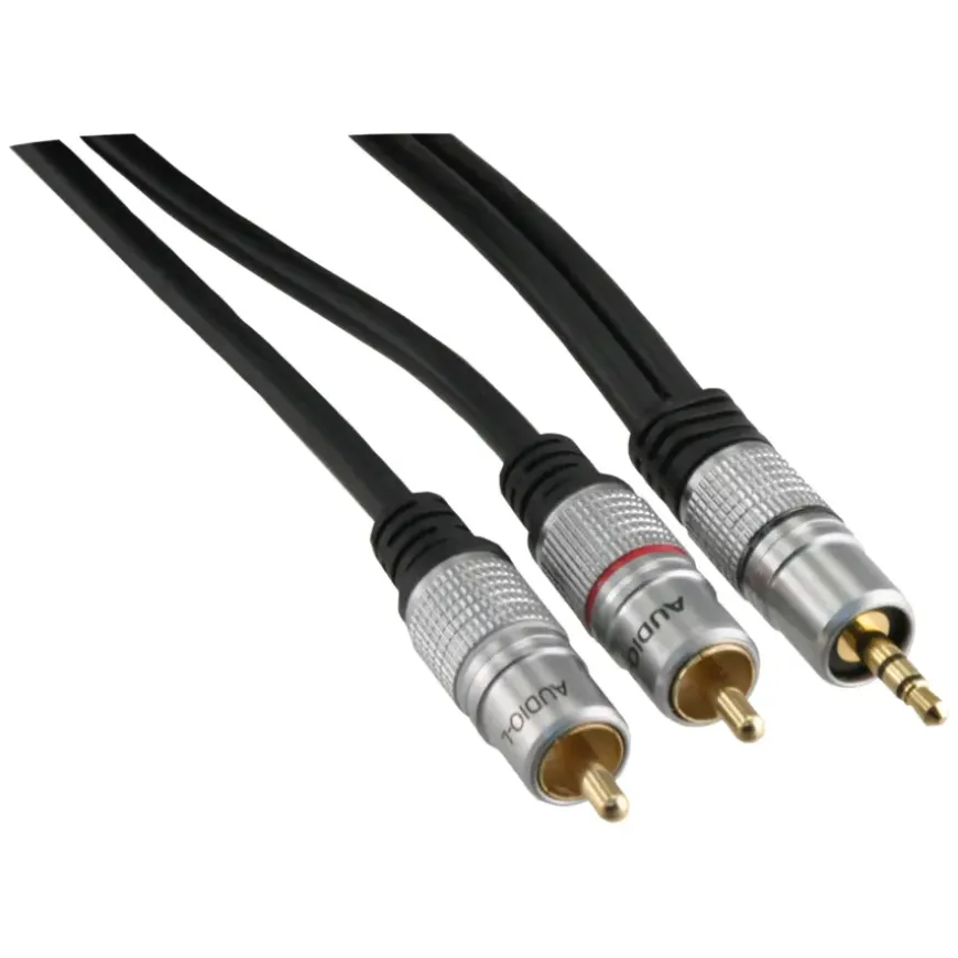 Q-Link tulp/stereo kabel 2RCA/ST 3.5 mm 2 meter zwart
