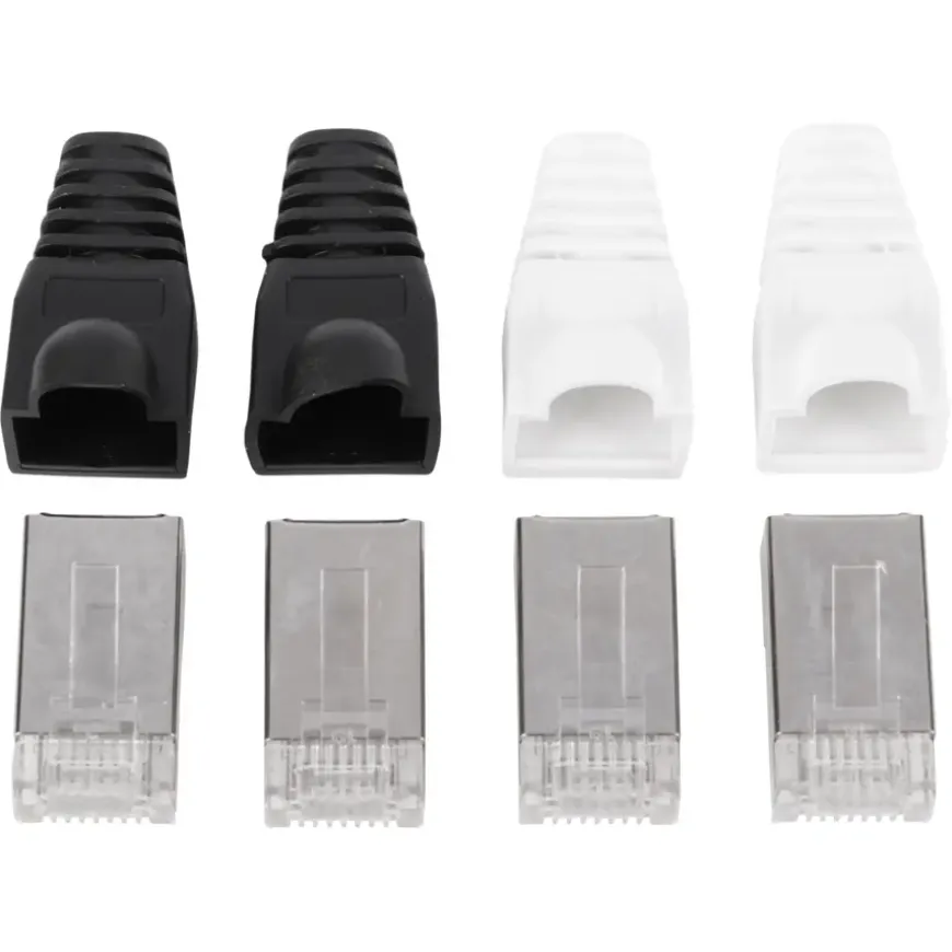 Q-Link UTP connector 4x/kap RJ45 2x zwart wit 8 stuks