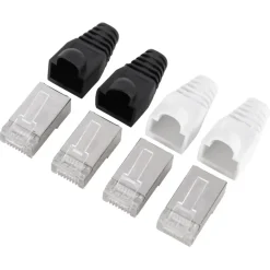 Q-Link UTP connector 4x/kap RJ45 2x zwart wit 8 stuks