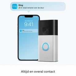 Ring Video Deurbel Satijn Nikkel met Chime Bundel