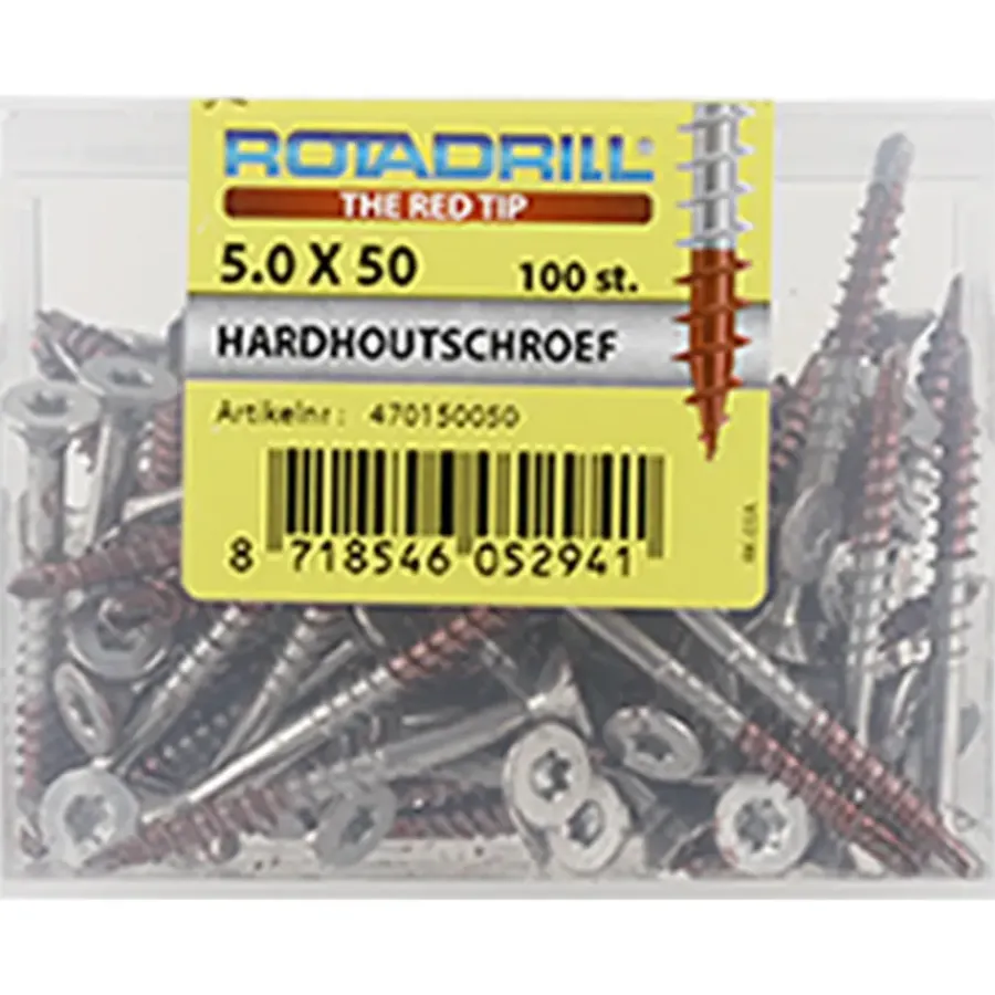 Rotadrill hardhoutschroef rvs 5,0x50 mm (100 stuks)