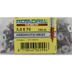 Rotadrill hardhoutschroef rvs 5,0x70 mm (100 stuks)
