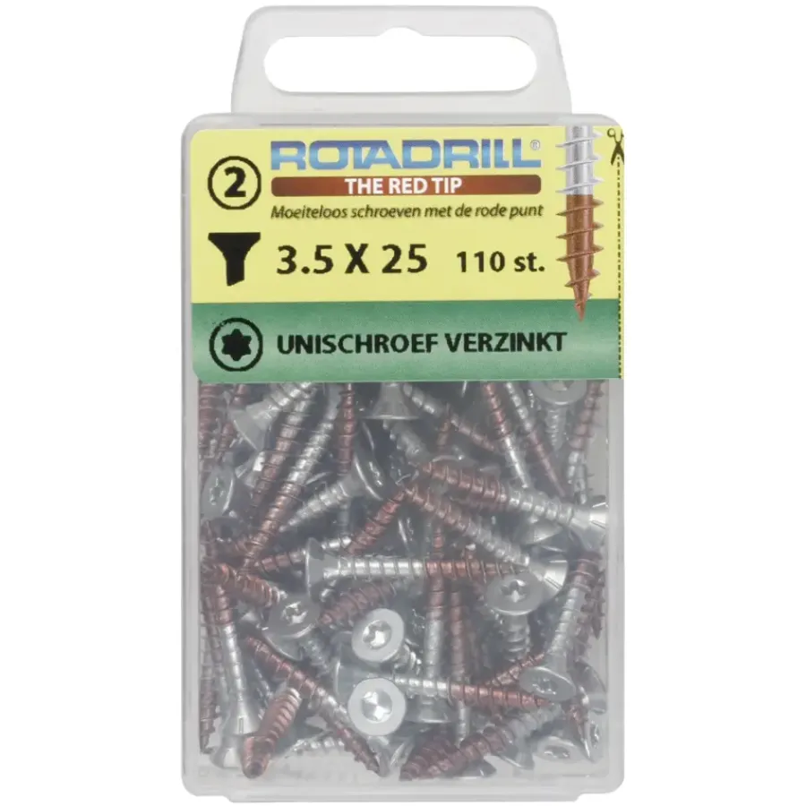 Rotadrill Torx schroeven platkop verzinkt 3,5x25 mm - 110 stuks