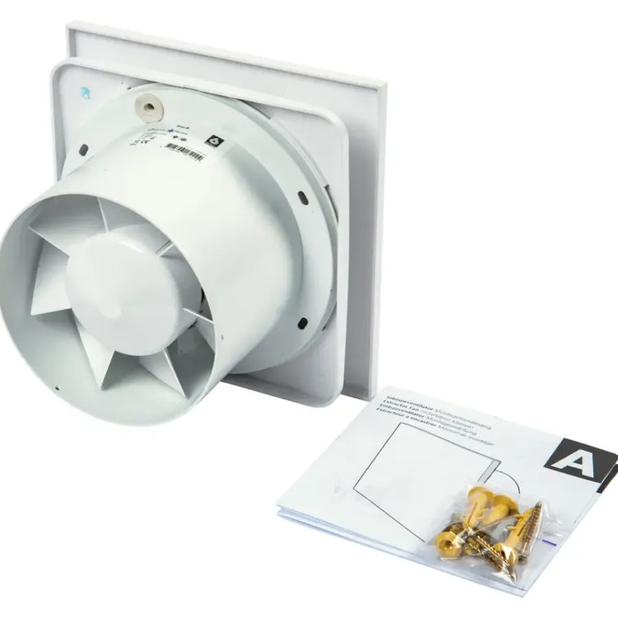 Sanivesk inbouwventilator Design vierkant met vochtsensor wit Ø 125 mm