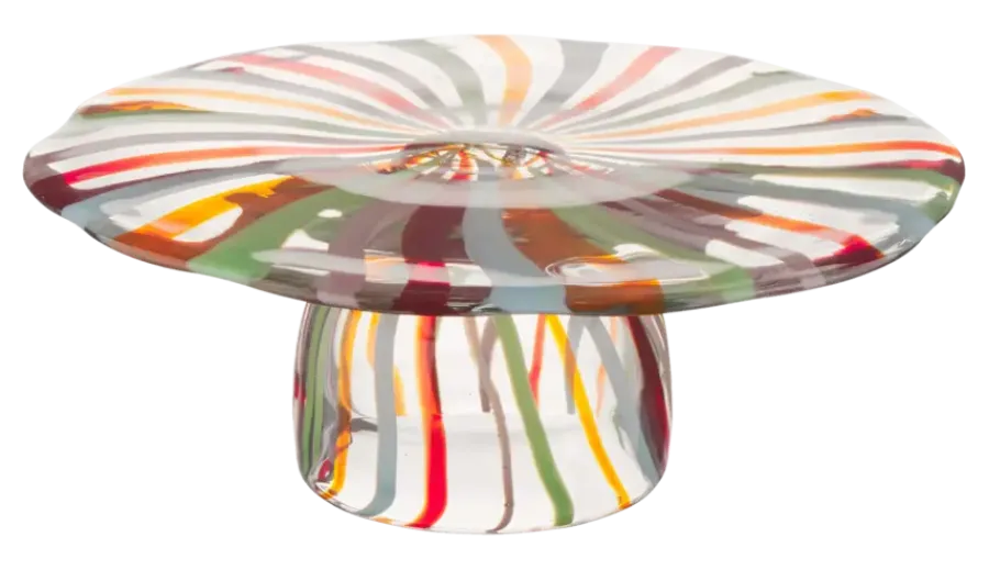 Geen Schaal glas multicolor op voet