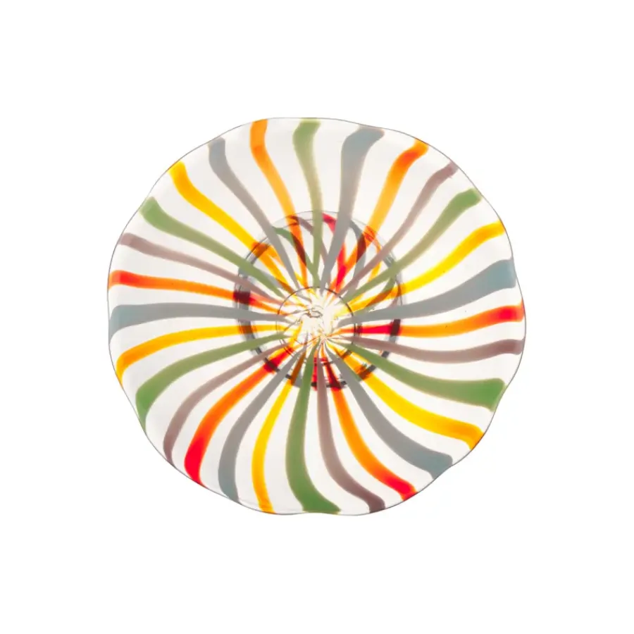 Geen Schaal glas multicolor op voet
