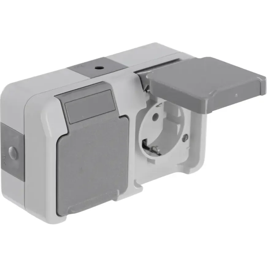 Schneider Electric Aquastar spatwaterdicht geaard stopcontact dubbel horizontaal