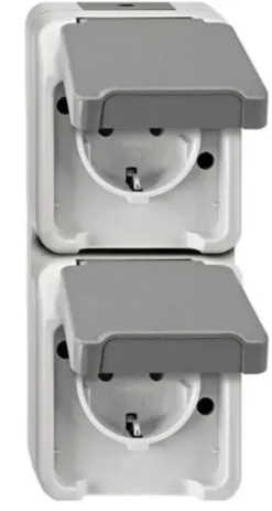 Schneider Electric Aquastar spatwaterdicht Stopcontact Dubbel RA verticaal