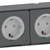 Schneider Electric Mureva Styl wandcontactdoos 2-voudig horizontaal IP55 antraciet