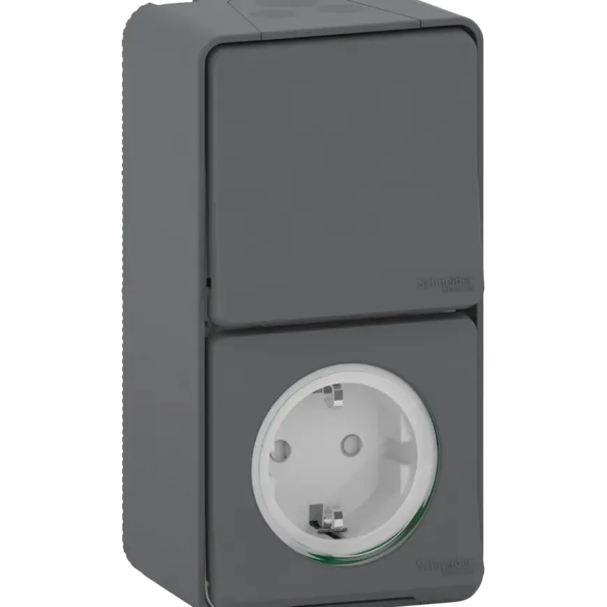 Schneider Electric Mureva Styl combinatie wandcontactdoos/wisselschakelaar IP55 antraciet