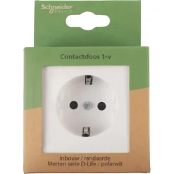 Schneider Merten D-Life Inbouw Stopcontact Enkel Geaard Wit