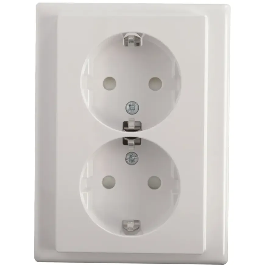 Schneider Merten System-M Dubbel Geaard Stopcontact Actief Wit