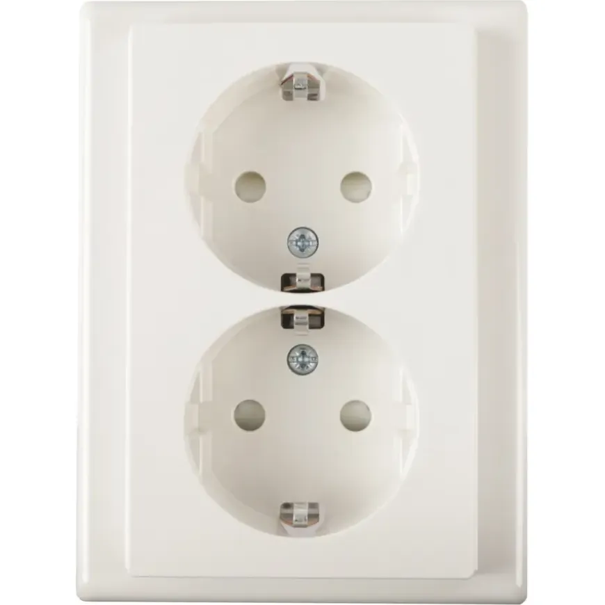 Schneider Merten System-M Dubbel Geaard Stopcontact Polarwit