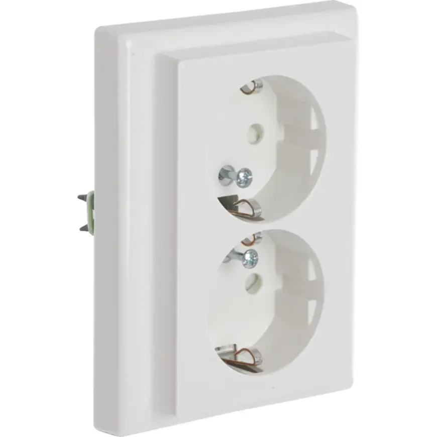 Schneider Merten System-M Dubbel Geaard Stopcontact Polarwit
