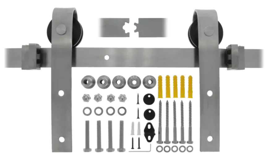 Schuifdeursysteem industrieel RVS complete set met hangrollen