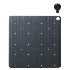 Sealskin antislip douchemat Ribb 55x55 cm antraciet (inclusief zwarte haak)