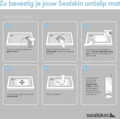 Sealskin antislip douchemat Ribb 55x55 cm antraciet (inclusief zwarte haak)