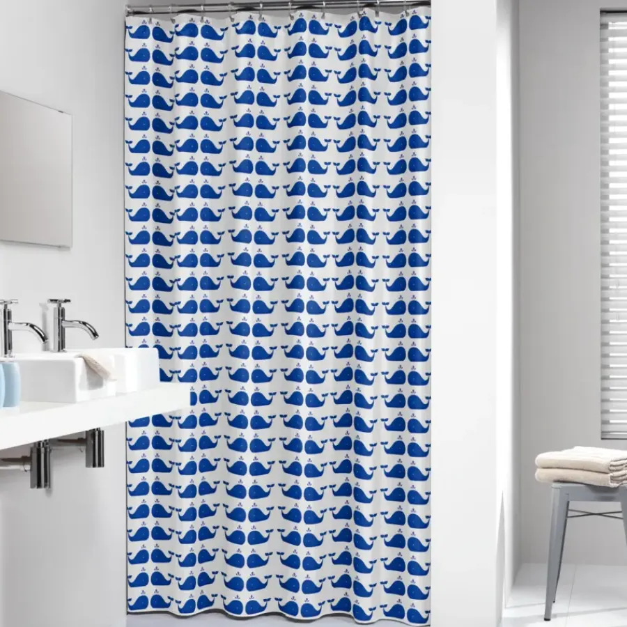 Sealskin douchegordijn whale 180x200cm blauw