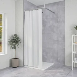 Sealskin Easy Roll douchegordijnstang mat aluminium 90x90 cm incl. haken en plafondsteun