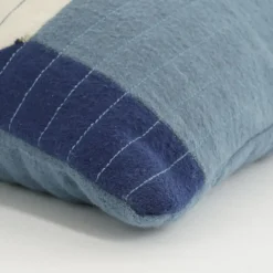 Geen Sierkussen blauw patchwork - l45xb45xh10cm