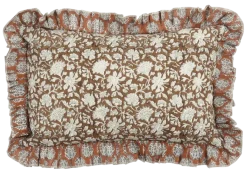 Geen Sierkussen bloemen donker bruin - l55xb35xh10cm