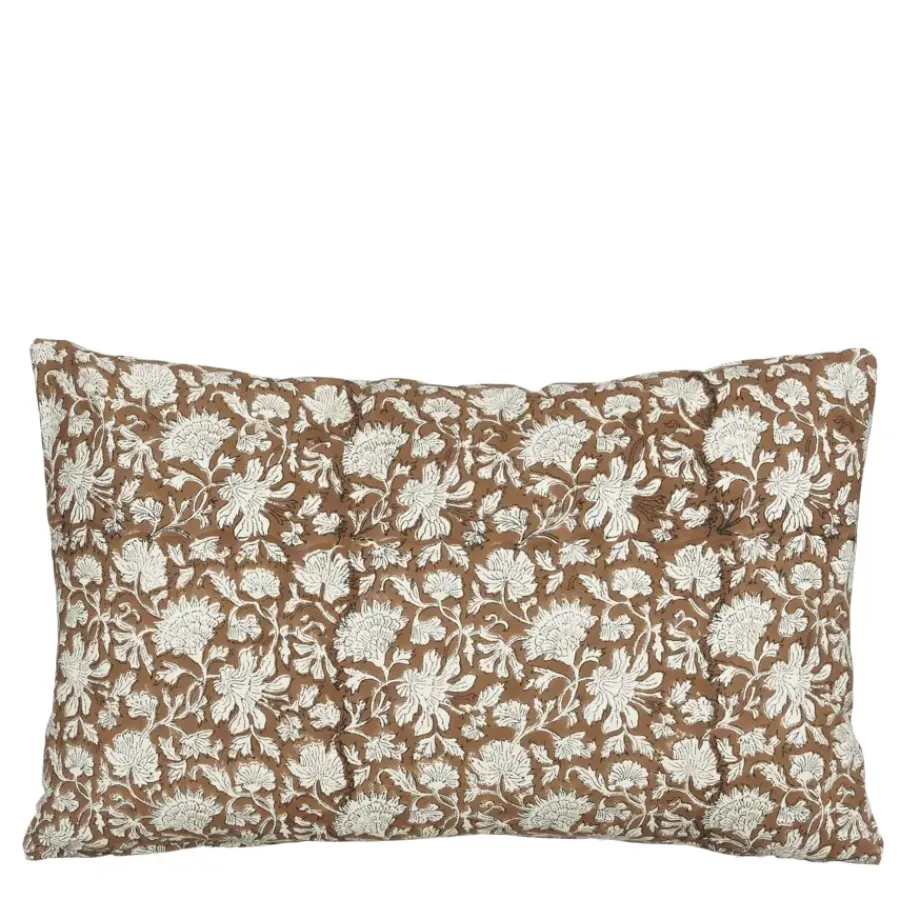 Geen Sierkussen bloemen donker bruin - l55xb35xh10cm