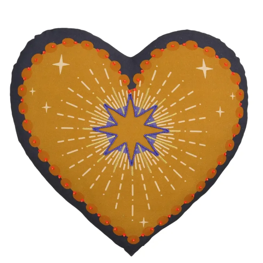 Geen Sierkussen hart bruin - l45xb45xh8cm