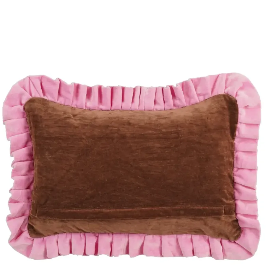 Geen Sierkussen katoen fluweel donker bruin - l67xb47xh10cm