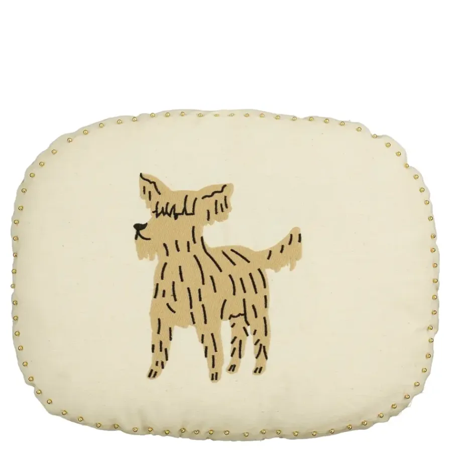 Geen Sierkussen ovaal hond crème - l45xb35xh10cm