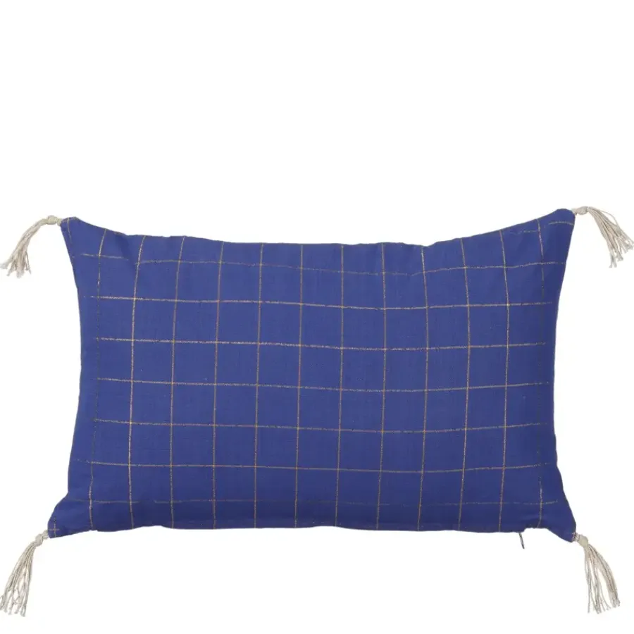 Geen Sierkussen ruit blauw - l55xb35xh10cm