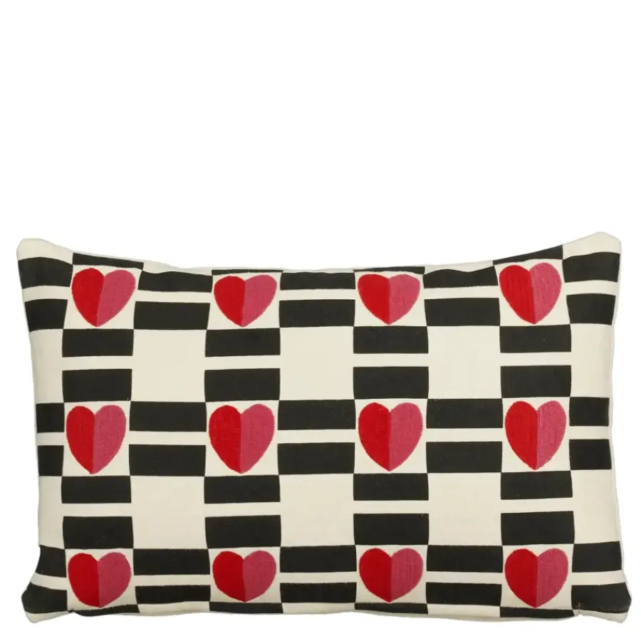 Geen Sierkussen streep hart rood - l55xb35xh10cm