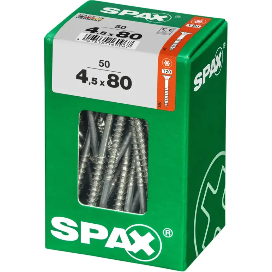 SPAX schroef T-Star Plus geel 4,5x80 mm 50 stuks