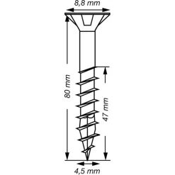 SPAX schroef T-Star Plus geel 4,5x80 mm 50 stuks