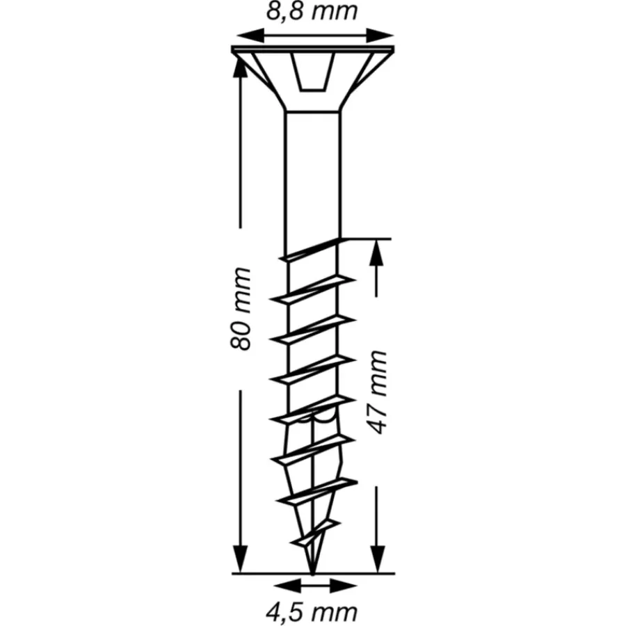 SPAX schroef T-Star Plus geel 4,5x80 mm 50 stuks