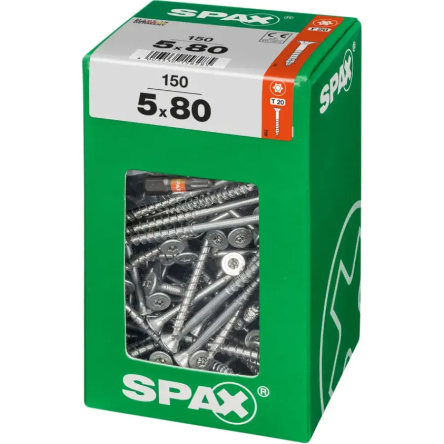 SPAX schroef T-Star Plus geel 5x80 mm 150 stuks