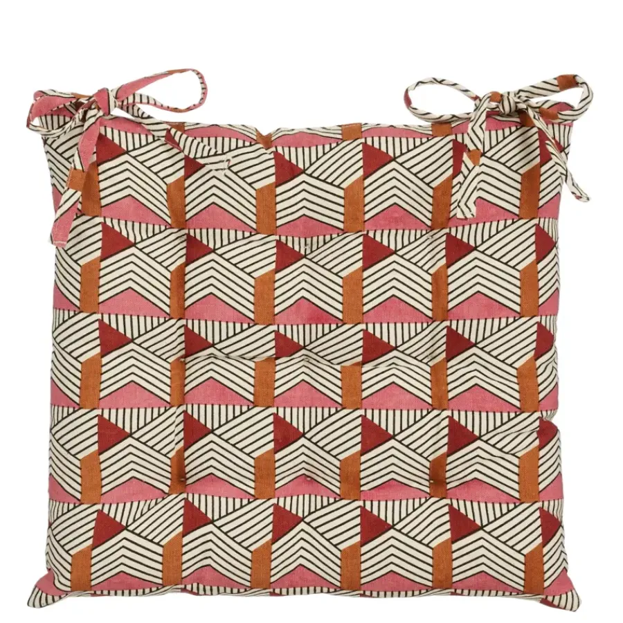 Geen Stoelkussen tuin katoen geometrisch design roze 40 x 40 x 5 cm