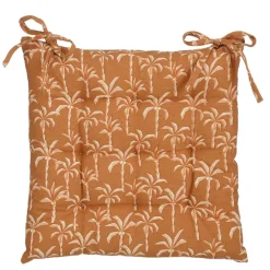 Geen Stoelkussen tuin katoen palmbomen design oranje 40 x 40 x 5 cm