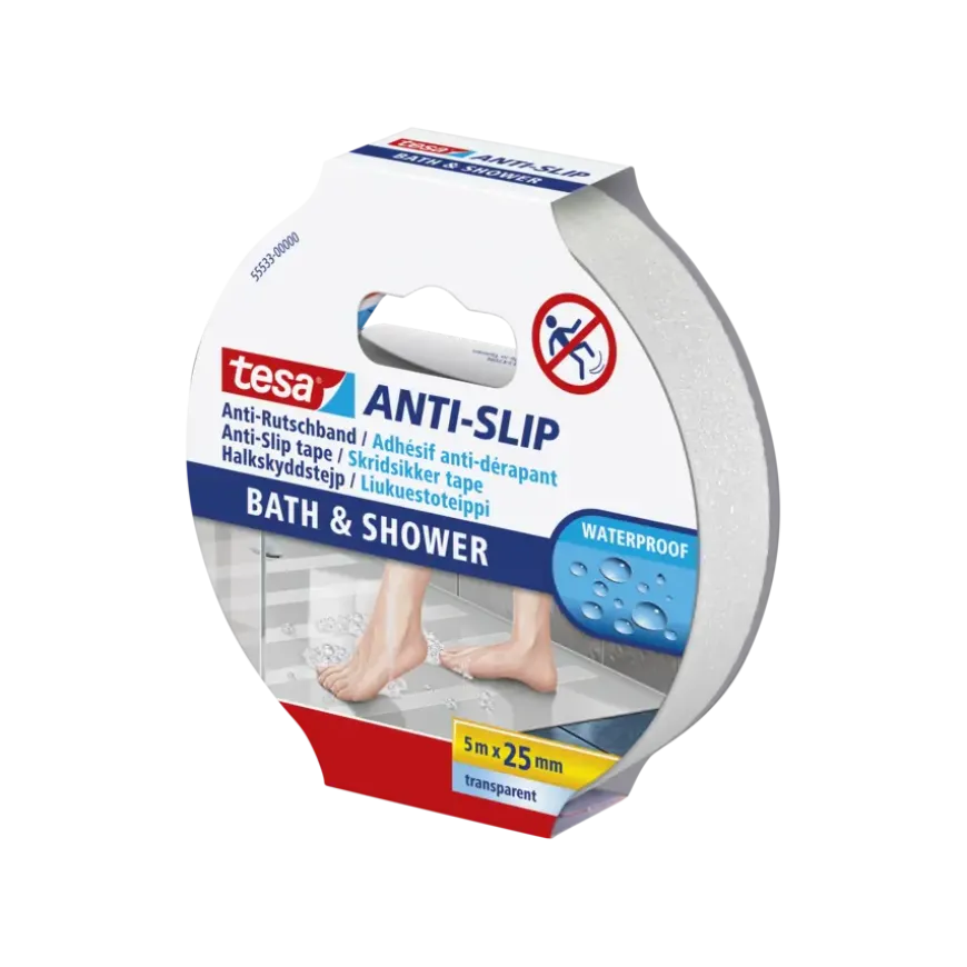 Tesa anti-slip tape douche transparant 25 mm x 5 m