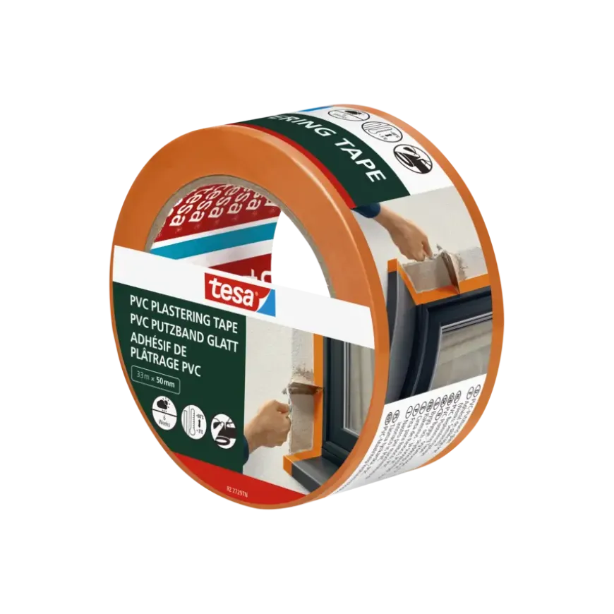Tesa bepleisteringstape PVC oranje 50 mm x 33 m