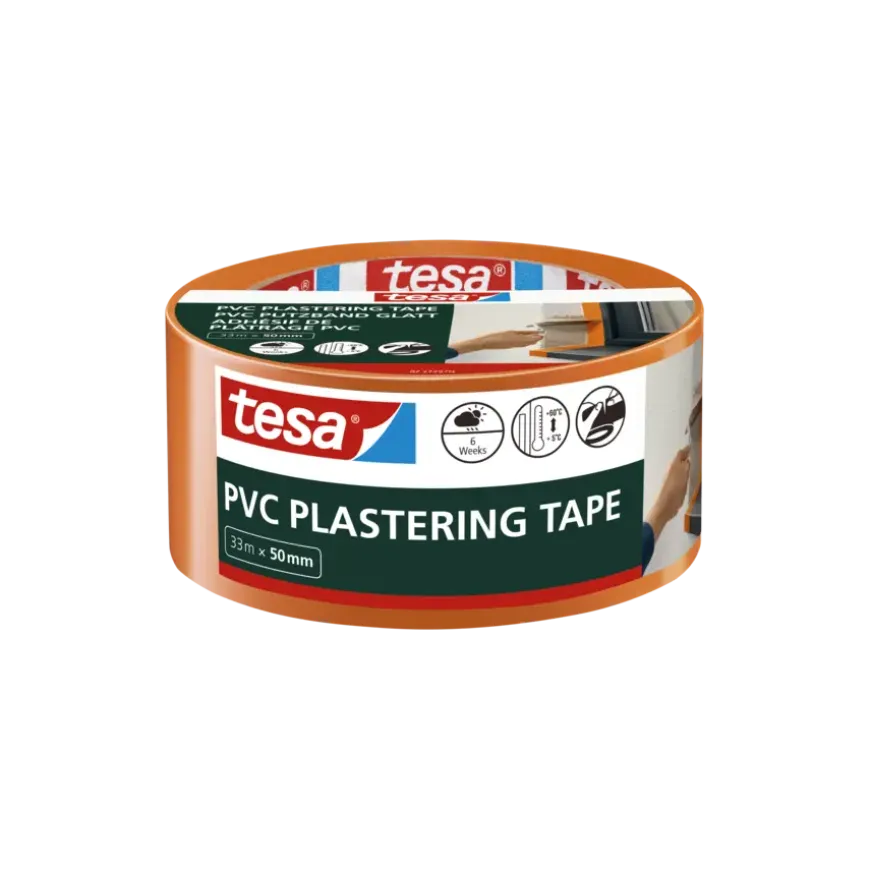 Tesa bepleisteringstape PVC oranje 50 mm x 33 m