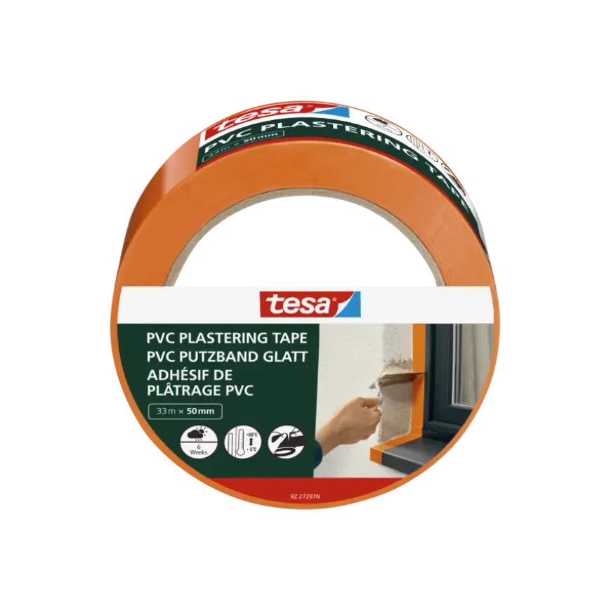 Tesa bepleisteringstape PVC oranje 50 mm x 33 m