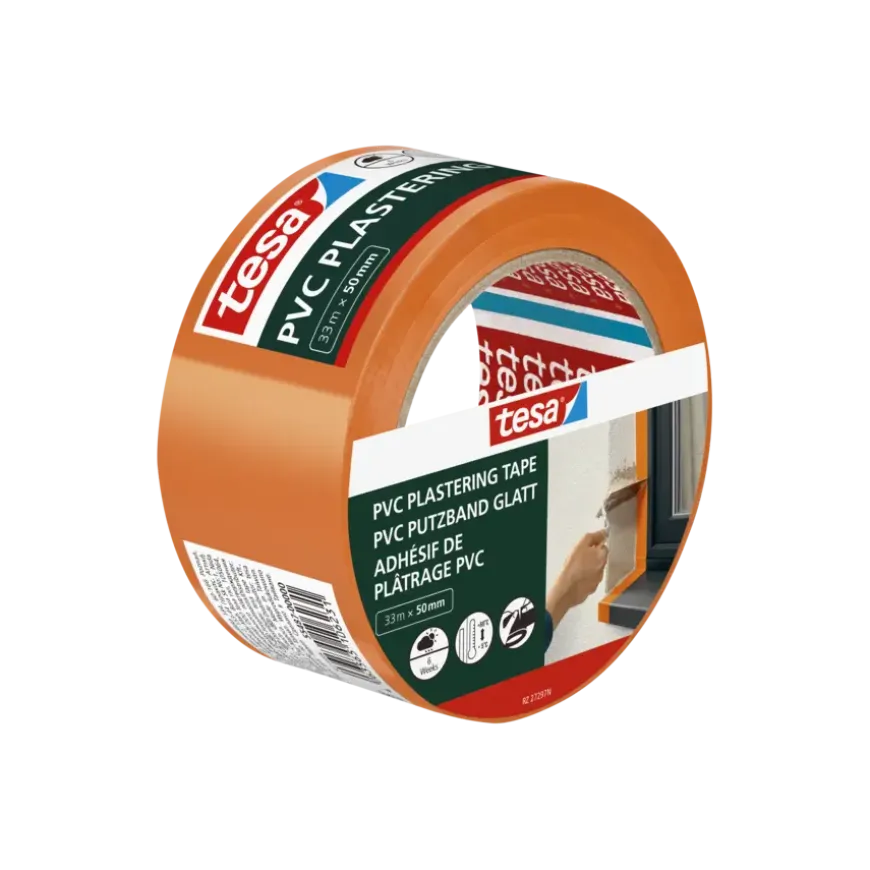 Tesa bepleisteringstape PVC oranje 50 mm x 33 m