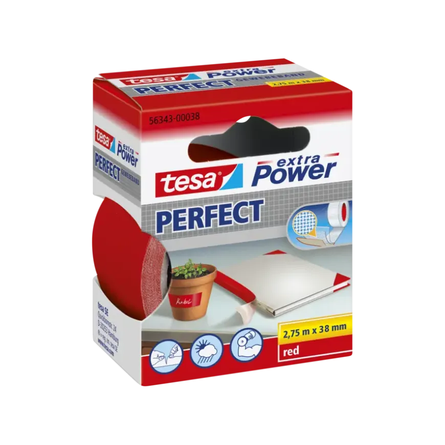 Tesa Extra Power Perfect ducttape rood 38 mm x 2,75 m