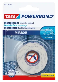 Tesa Powerbond dubbelzijdig montagetape spiegels wit 19 mm x 1,5 m