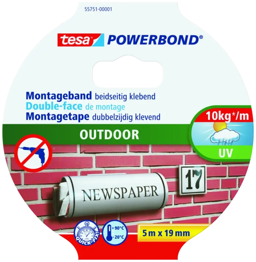 Tesa Powerbond Outdoor montagetape groen 5 m x 19 mm
