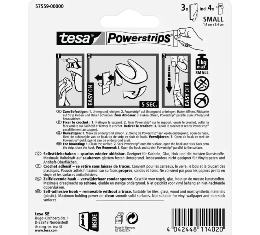 Tesa Powerstrips haak wit 3 stuks