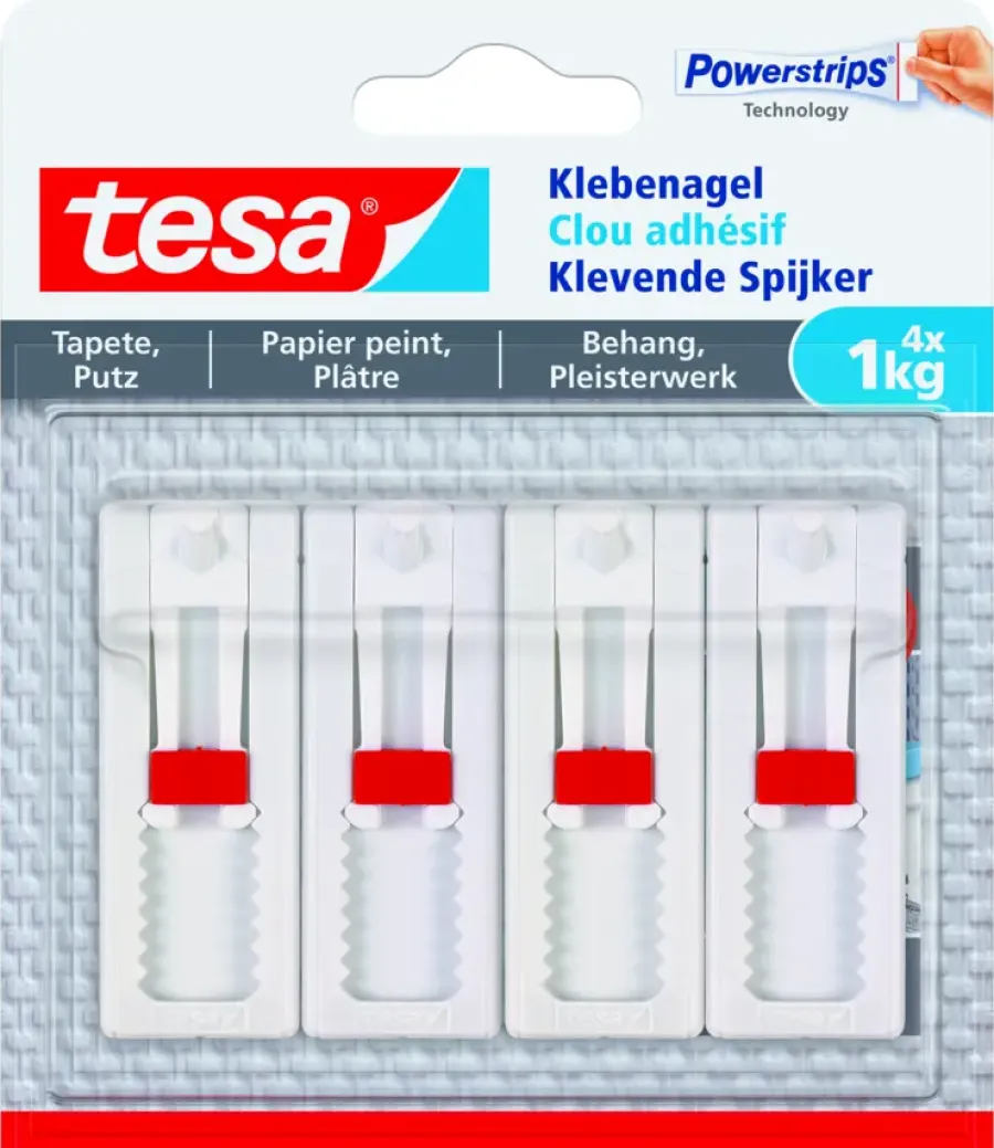 Tesa Powerstrips klevende spijker verstelbaar draagkracht 1 kg 4 stuks