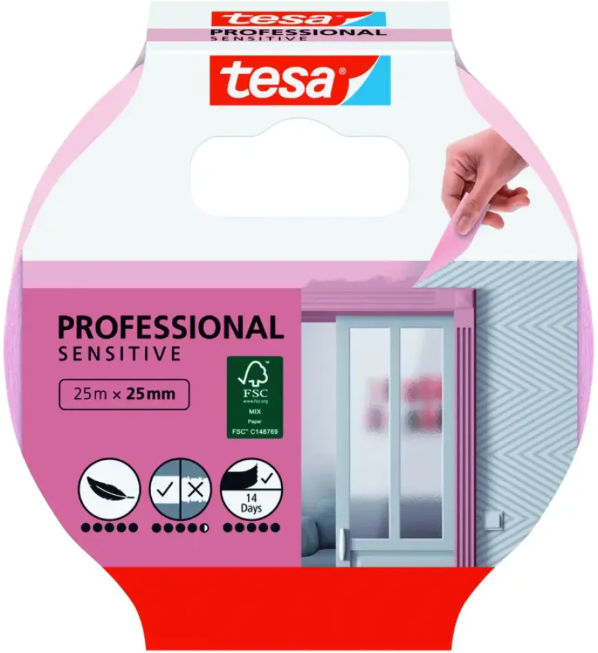 Tesa Professional Sensitive schilderstape roze 25 mm x 25 m